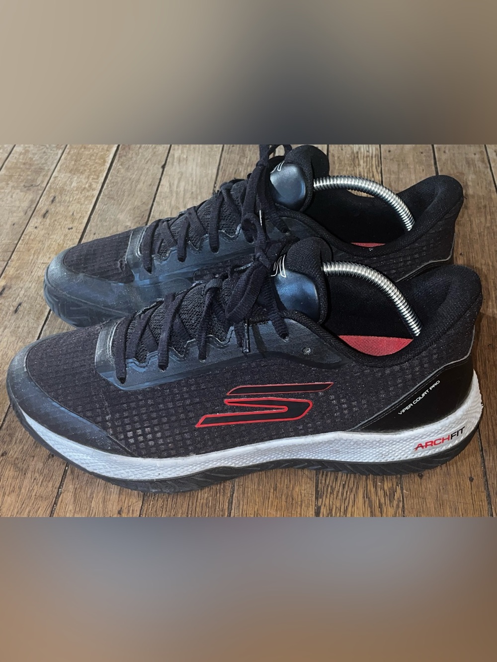 Skechers Viper Court Pro Arch Fit Men’s 10 Black Red Pickleball Shoes 246069WW